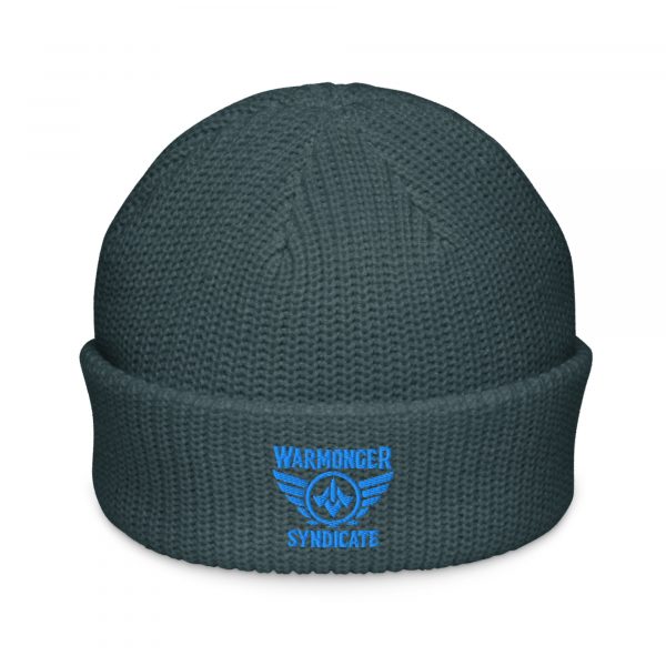 Aqua Embroidered Brand Logo Beanie | Fisherman