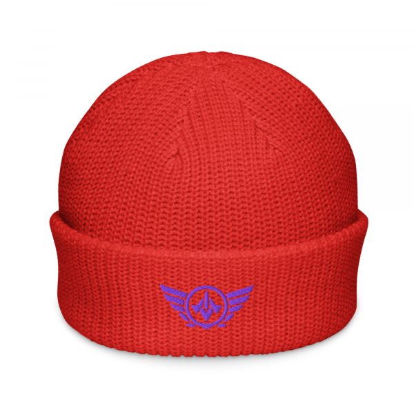 Purple Embroidered Logo Beanie | Fisherman