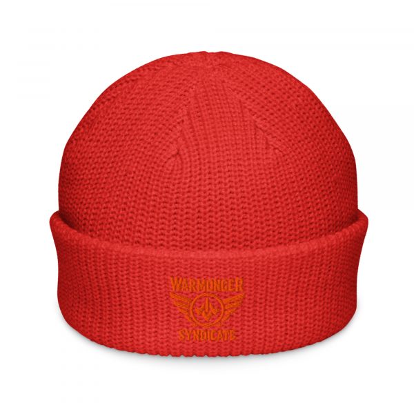 Orange Embroidered Brand Logo Beanie | Fisherman