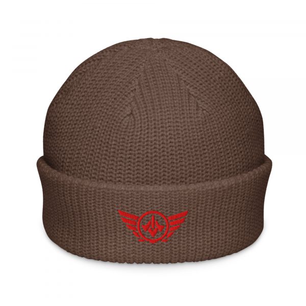 Red Embroidered Logo Beanie | Fisherman