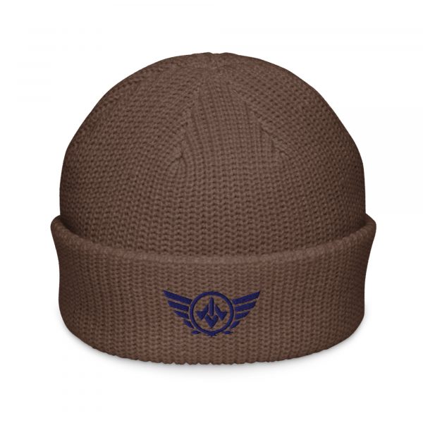 Navy Embroidered Logo Beanie | Fisherman