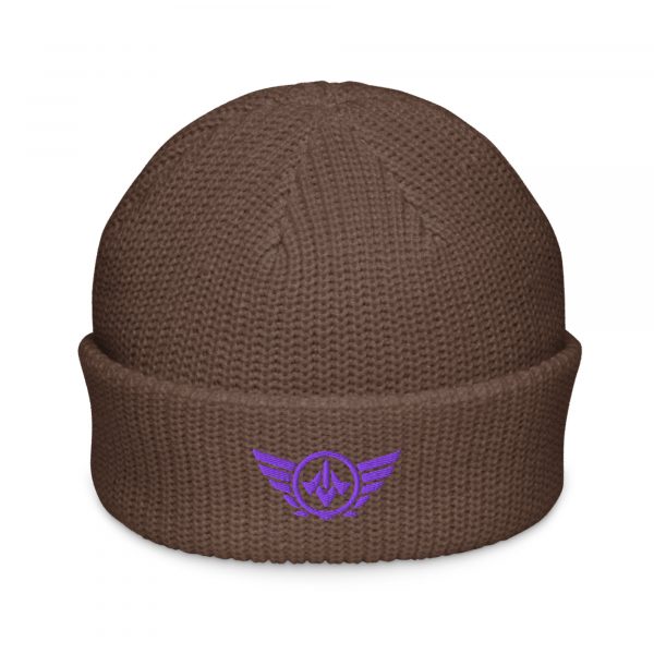 Purple Embroidered Logo Beanie | Fisherman