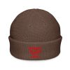 Red Embroidered Brand Logo Beanie | Fisherman