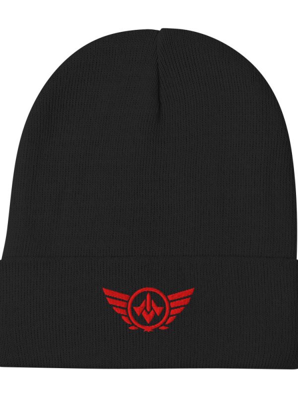 Red Embroidered Logo Beanie | Cotton Blend