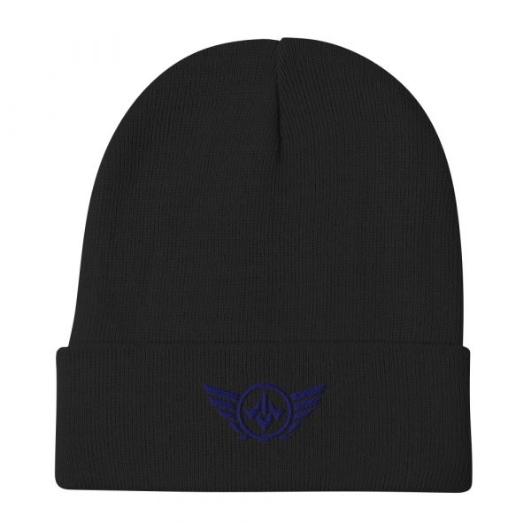 Navy Embroidered Logo Beanie | Cotton Blend