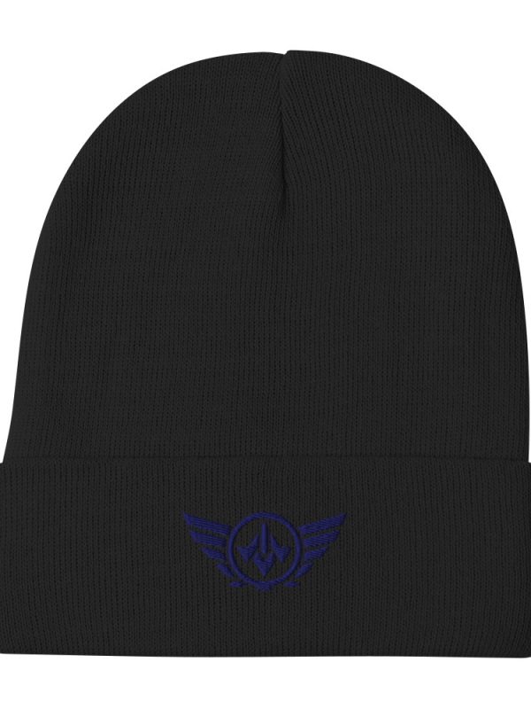 Navy Embroidered Logo Beanie | Cotton Blend