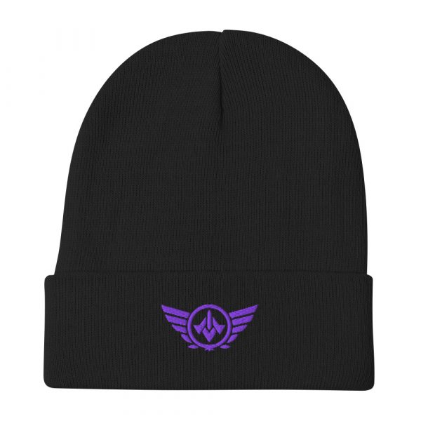 Purple Embroidered Logo Beanie | Cotton Blend