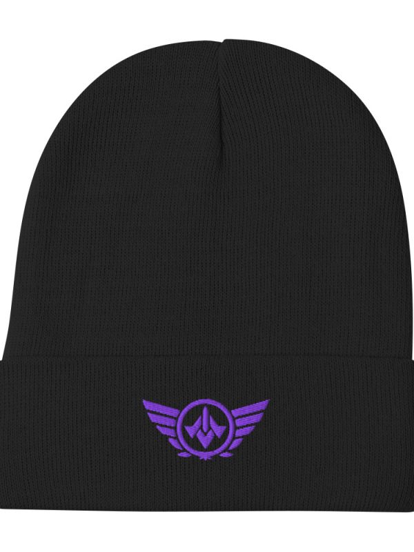 Purple Embroidered Logo Beanie | Cotton Blend