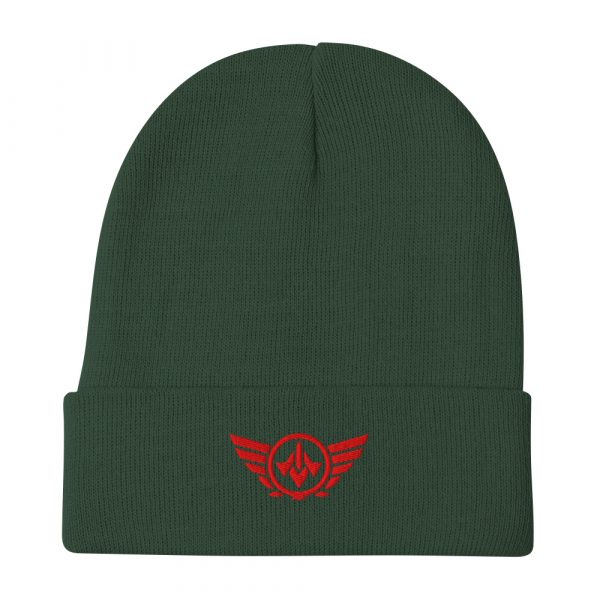 Red Embroidered Logo Beanie | Cotton Blend