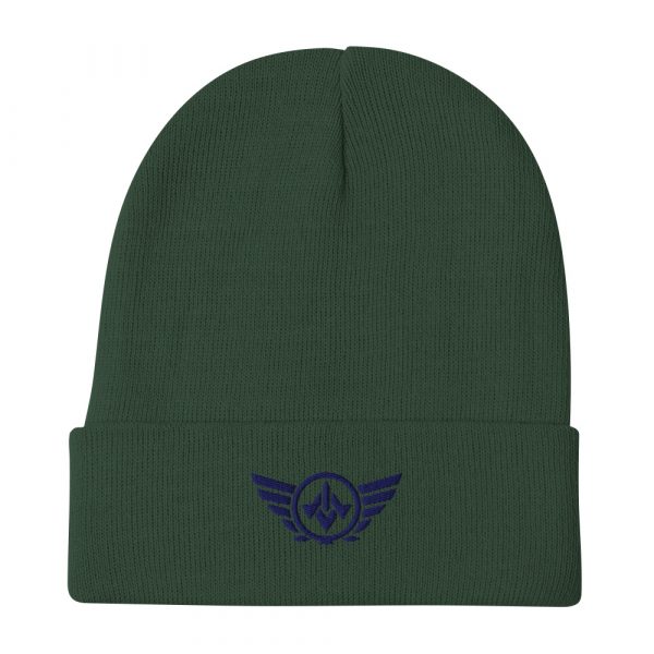 Navy Embroidered Logo Beanie | Cotton Blend