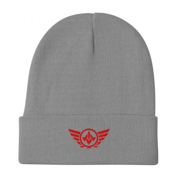 Red Embroidered Logo Beanie | Cotton Blend