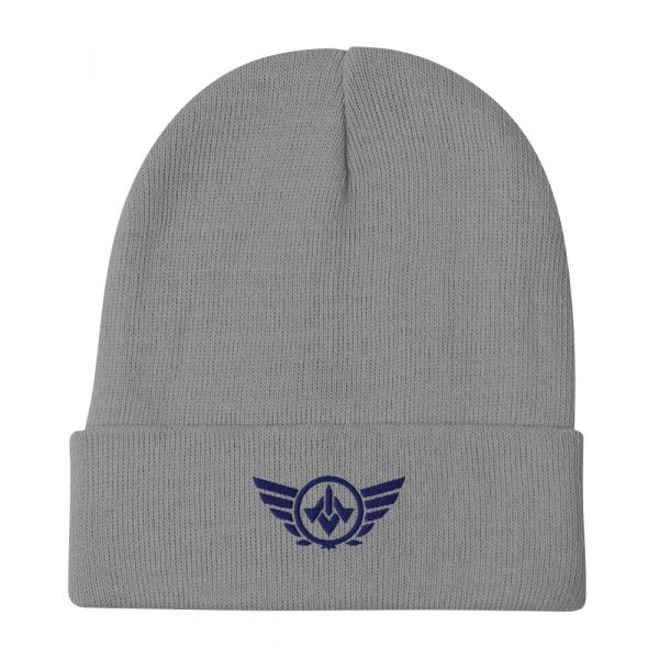 Navy Embroidered Logo Beanie | Cotton Blend