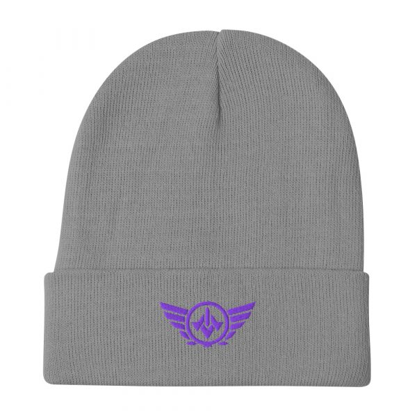 Purple Embroidered Logo Beanie | Cotton Blend