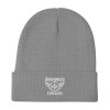 White Embroidered Brand Logo Beanie | Cotton Blend