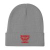 Red Embroidered Brand Logo Beanie | Cotton Blend