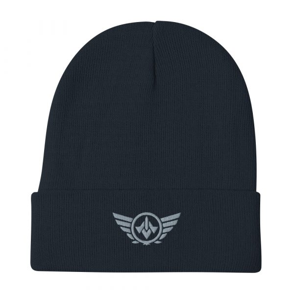 Grey Embroidered Logo Beanie | Cotton Blend