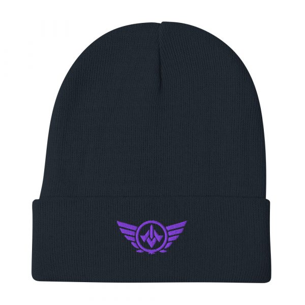 Purple Embroidered Logo Beanie | Cotton Blend