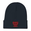 Red Embroidered Brand Logo Beanie | Cotton Blend