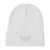 White Embroidered Logo Beanie | Cotton Blend