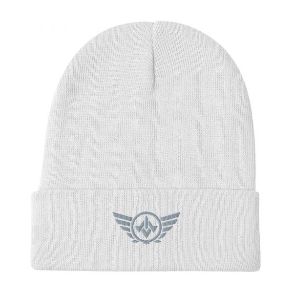 Grey Embroidered Logo Beanie | Cotton Blend