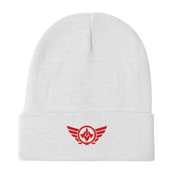 Red Embroidered Logo Beanie | Cotton Blend