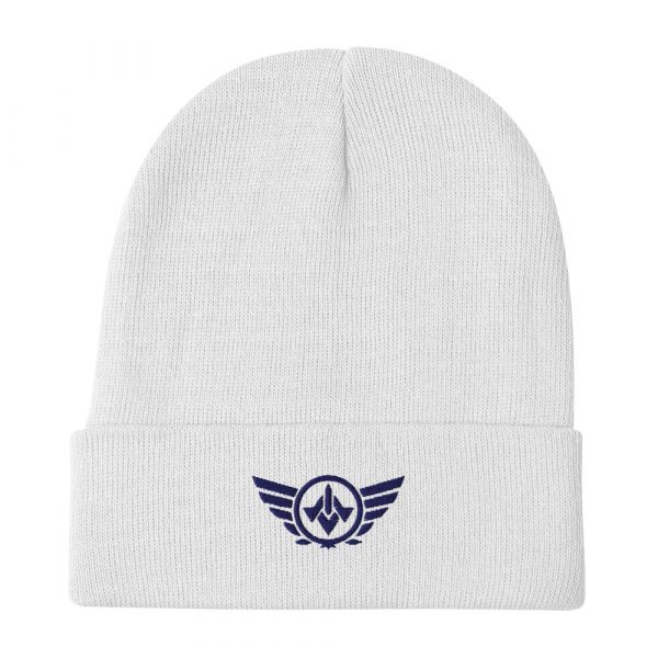 Navy Embroidered Logo Beanie | Cotton Blend