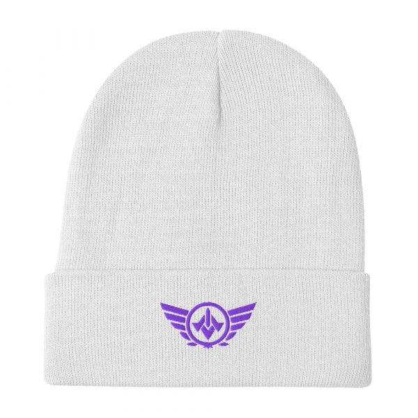 Purple Embroidered Logo Beanie | Cotton Blend