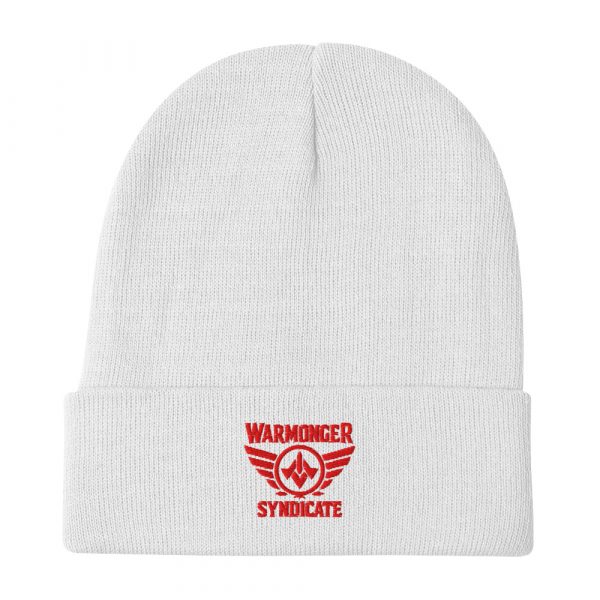 Red Embroidered Brand Logo Beanie | Cotton Blend