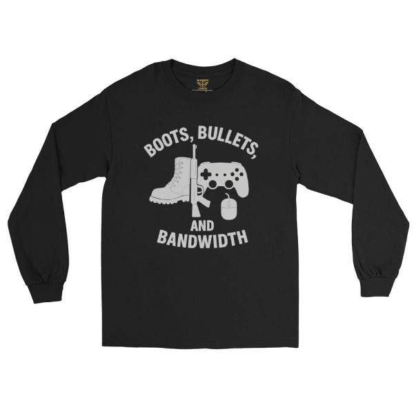 mens-long-sleeve-shirt-black-front-68c1799224ea7.jpg Boots, Bullets, and Bandwidth Long Sleeve | Classic | 2-5X