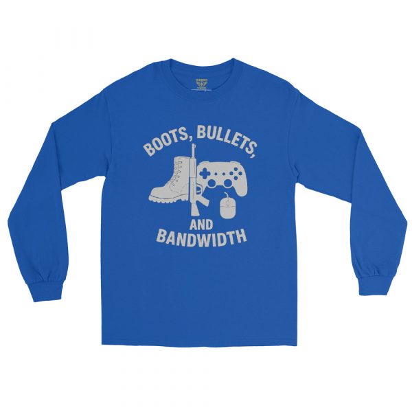 mens-long-sleeve-shirt-royal-front-68b6648adabf7.jpg Boots, Bullets, and Bandwidth Long Sleeve | Classic | S-XL