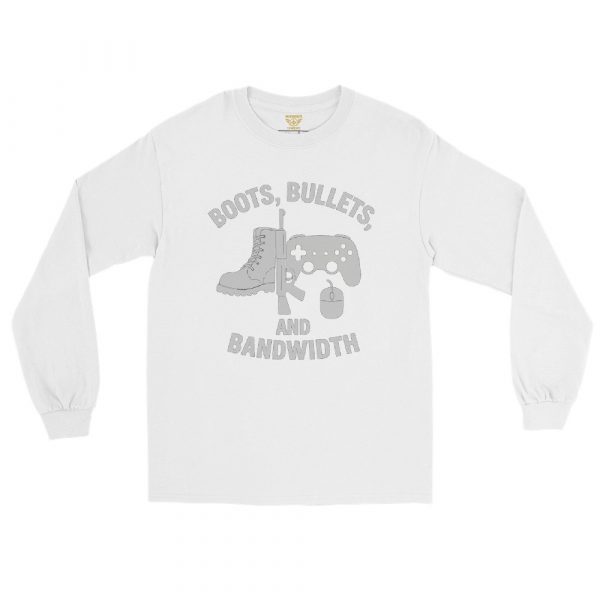 mens-long-sleeve-shirt-white-front-68c1799239836.jpg Boots, Bullets, and Bandwidth Long Sleeve | Classic | 2-5X