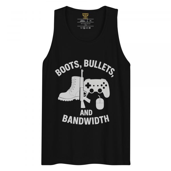 mens-premium-tank-top-black-front-68c16ea926bf3.jpg Boots, Bullets, and Bandwidth Tank Top | Premium | 2-3X