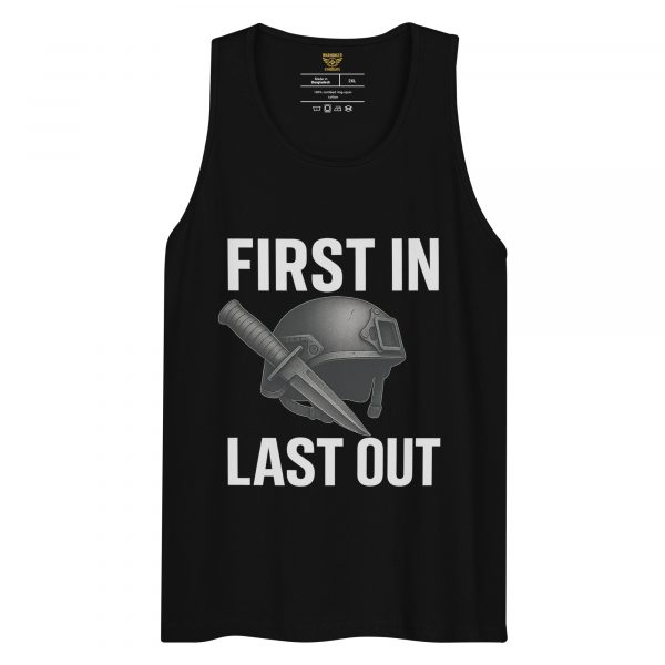 mens-premium-tank-top-black-front-68c16fd335b3c.jpg First In Last Out Tank Top | Premium | 2-3X