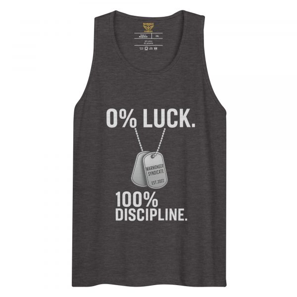 mens-premium-tank-top-charcoal-heather-front-68c16e6b84169.jpg 0% Luck 100% Discipline Tank Top | Premium | 2-3X