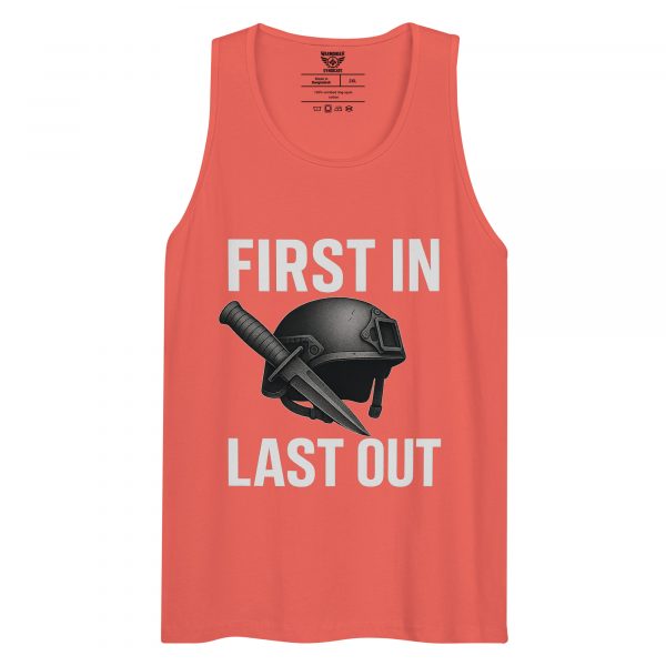 mens-premium-tank-top-coral-front-68c16fd339a46.jpg First In Last Out Tank Top | Premium | 2-3X