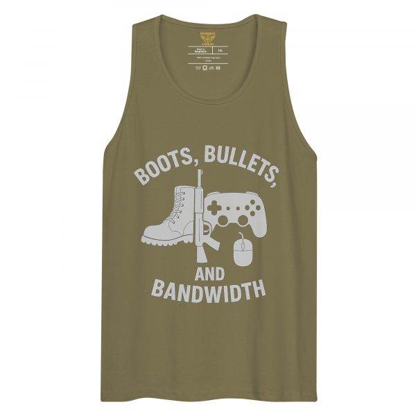 mens-premium-tank-top-military-green-front-68c16ea929d91.jpg Boots, Bullets, and Bandwidth Tank Top | Premium | 2-3X