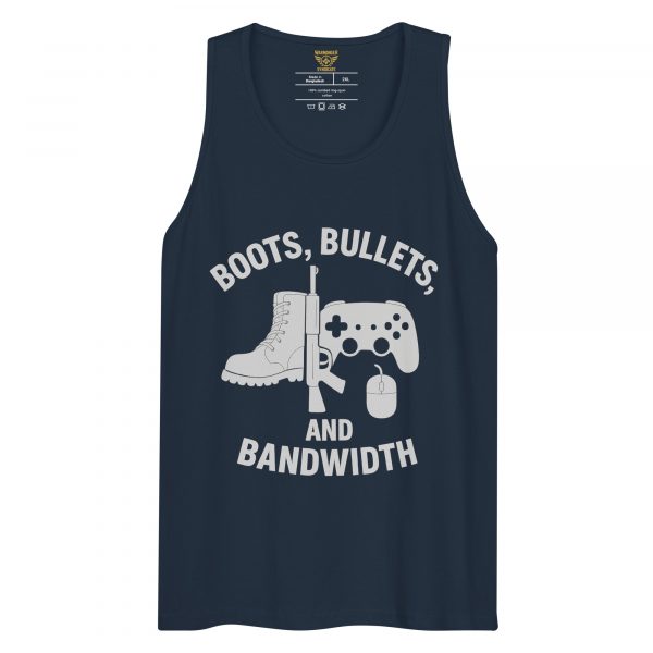 mens-premium-tank-top-navy-front-68c16ea9286c4.jpg Boots, Bullets, and Bandwidth Tank Top | Premium | 2-3X