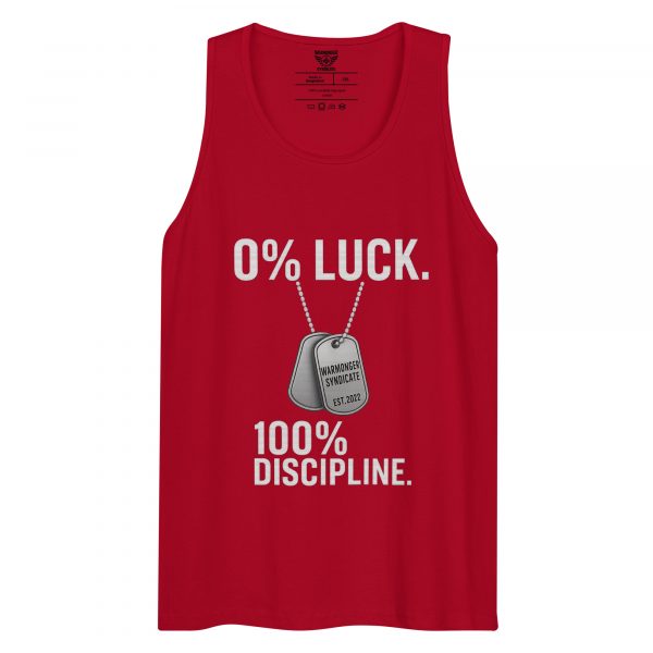 mens-premium-tank-top-red-front-68c16e6b82cf8.jpg 0% Luck 100% Discipline Tank Top | Premium | 2-3X