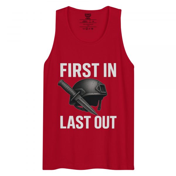 mens-premium-tank-top-red-front-68c16fd3372f7.jpg First In Last Out Tank Top | Premium | 2-3X