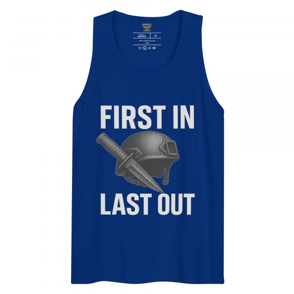 mens-premium-tank-top-team-royal-front-68c16fd336a7e.jpg First In Last Out Tank Top | Premium | 2-3X