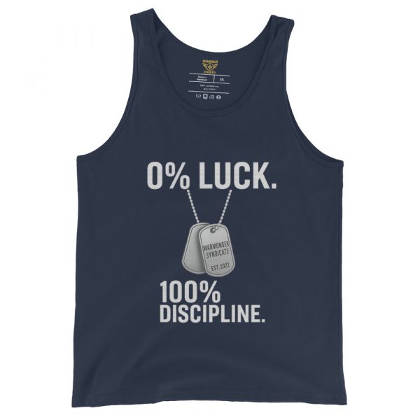 mens-staple-tank-top-navy-front-68c0cd917995b.jpg 0% Luck 100% Discipline Tank Top | Select | 2X