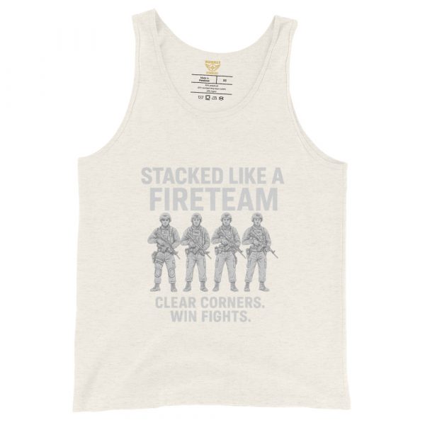 mens-staple-tank-top-oatmeal-triblend-front-68b6217774a0a.jpg Stacked Like A Fireteam Tank Top | Select | S-XL
