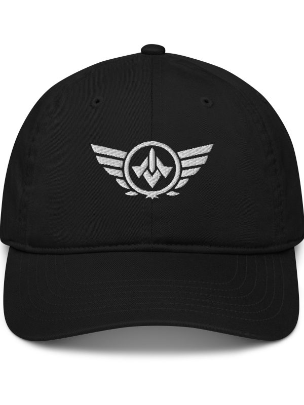 organic-baseball-cap-black-front-68b9fb78b0976.jpg White Embroidered Logo Dad Cap | Organic