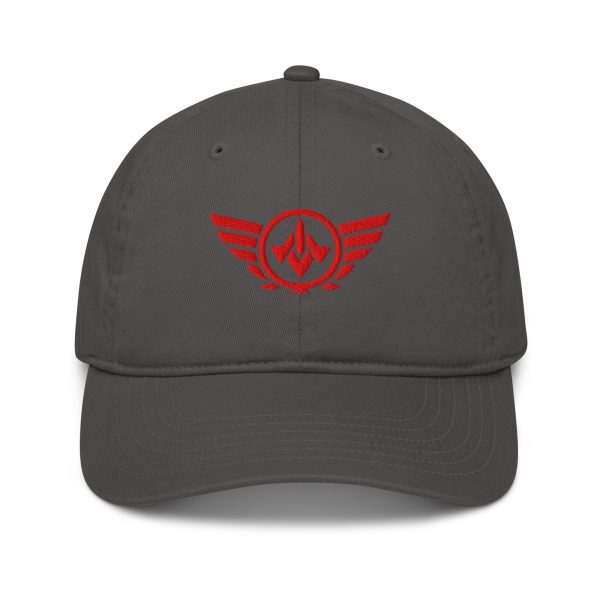Red Embroidered Logo Dad Cap | Organic
