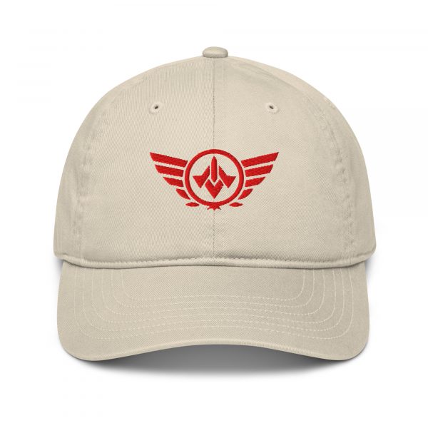 Red Embroidered Logo Dad Cap | Organic