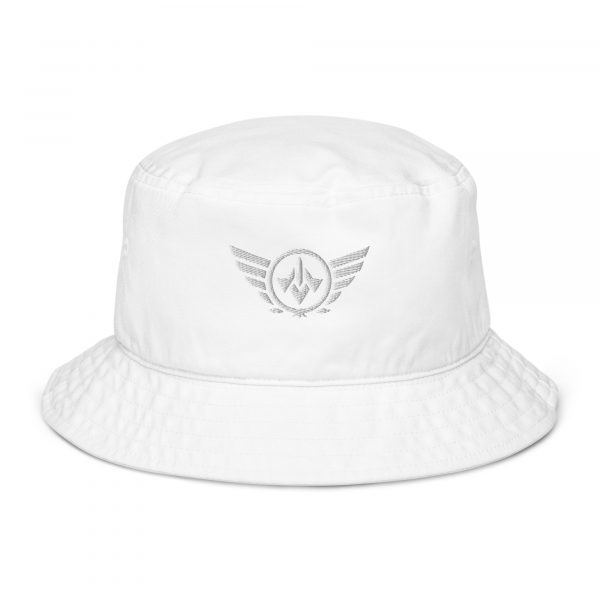 White Embroidered Logo Bucket Hat | Organic