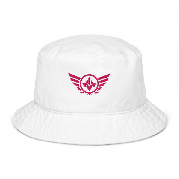 organic-bucket-hat-bio-white-front-68bb1a764a53b.jpg Flamingo Embroidered Logo Bucket Hat | Organic