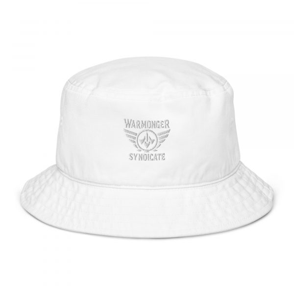 White Embroidered Brand Logo Bucket Hat | Organic