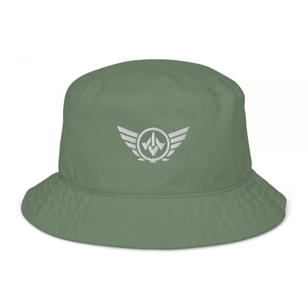 White Embroidered Logo Bucket Hat | Organic