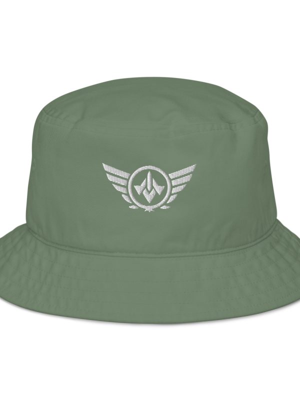 White Embroidered Logo Bucket Hat | Organic